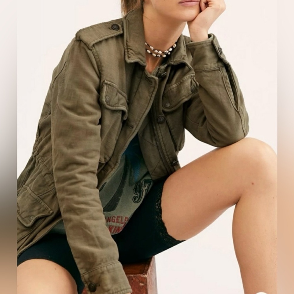 Free People Women's Not Your Brothers Surplus Jacket Military Army Cargo - Picture 4 of 9